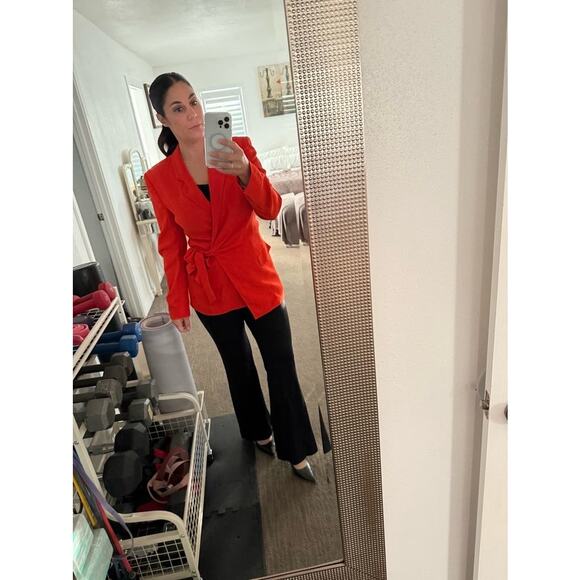 BOSS Burnt Orange Long Sleeve Tie Waist Oversized Blazer Jacket Size US 6 - Picture 14 of 14